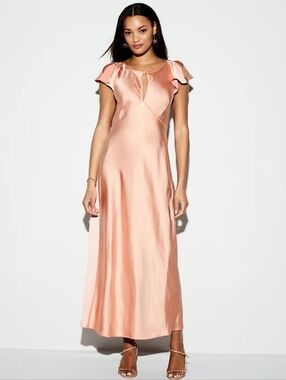 NWT-The Occasion by Old Navy -Flutter Sleeve Keyhole Satin Maxi Dress-Sz XL Tall